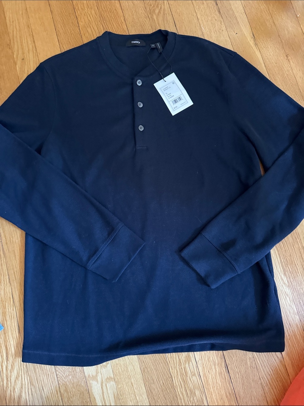 Theory Men's Long-Sleeve Navy Henley Shirt